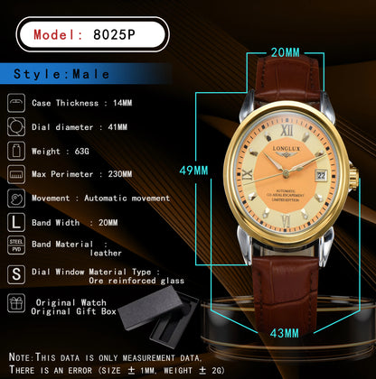 Men's watch with automatic movement is an ideal choice for business, leisure, dating, and any occasion with a calendar as a gift