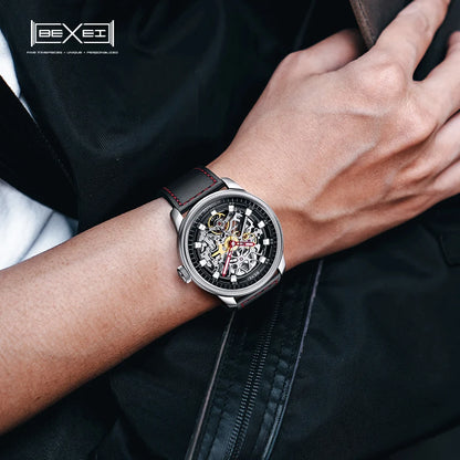 BEXEI 9109 luminous 316L stainless steel automatic Mechanical watch Fashion Business waterproof synthetic sapphire watch for men