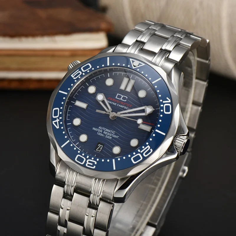 Relojes de mar para hombre Master 300, relojes de pulsera mecánicos automáticos impermeables con logotipo S personalizado NH35 de 42mm, acero inoxidable luminoso verde