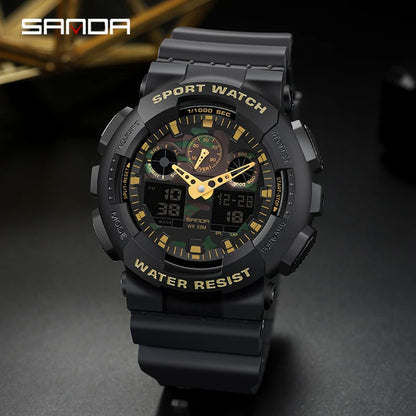 Fashion Sanda Top Brand Digital Watch Men Sport Watches Electronic Led Male Wrist For Clock Outdoor Waterproof Wristwatch 3110