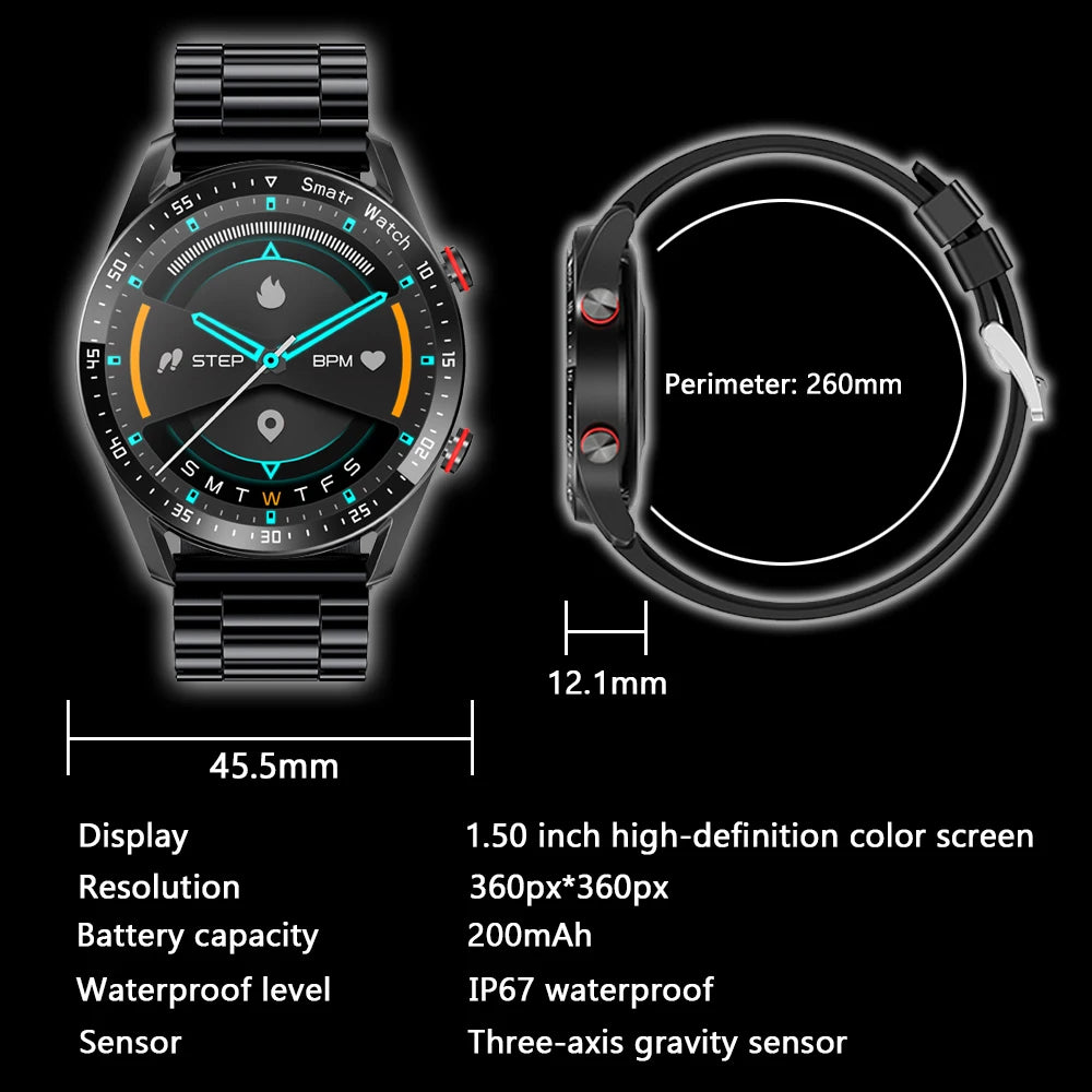 2024 New Bluetooth Call Smart Watch Men 360*360 HD Display Heart Rate Fitness Tracker ECG+PPG Business Smartwatches For Huawei