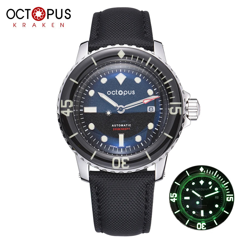 Octopus Kraken 200m Stainless Steel Luminous Sapphire Glass Swiss Automatic Mechanical Movement Sports Diving Men's Watch