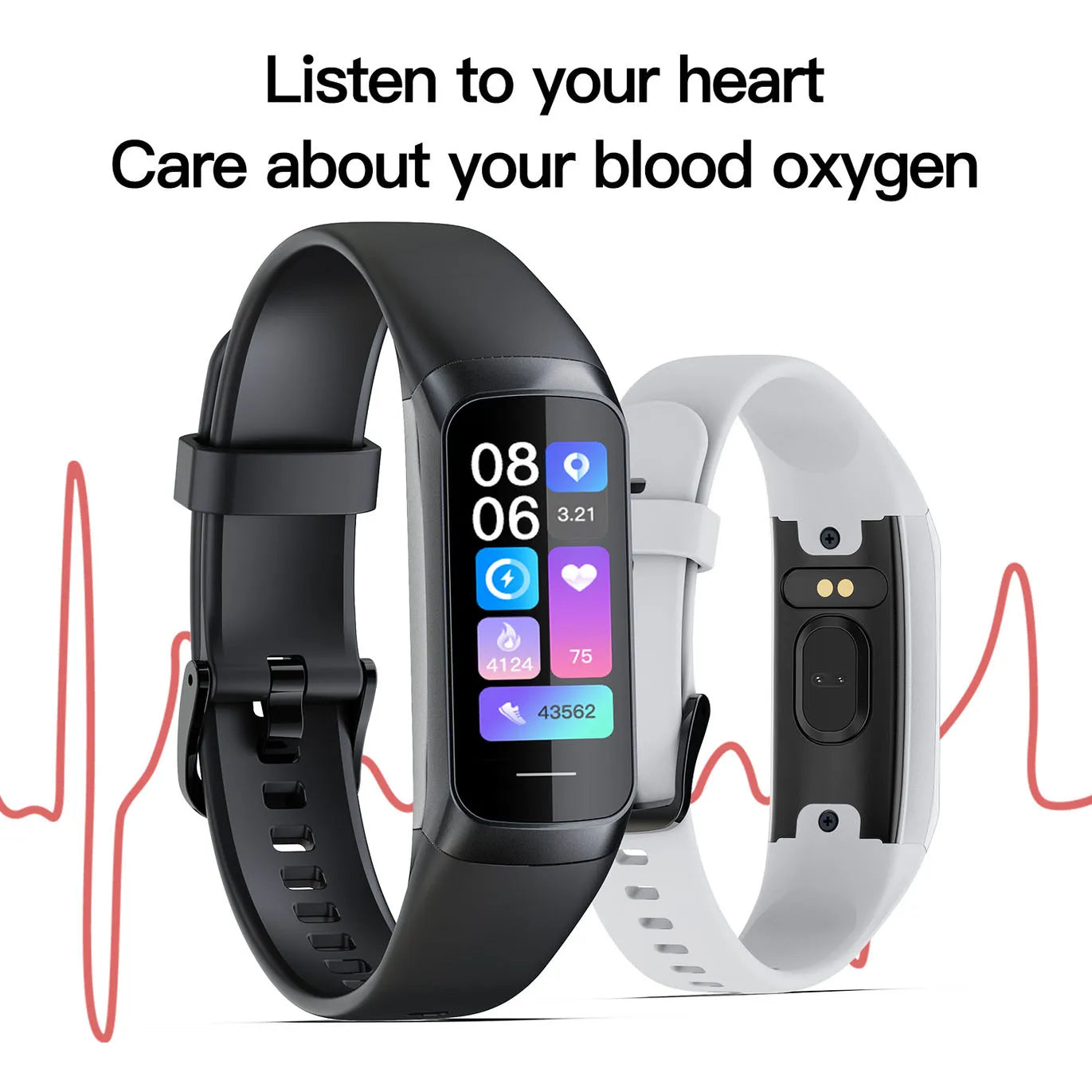 Amoled Smart Watch Smartwatch Band Women Heart Rate Blood Waterproof Connected Smart Bracelet Sport Fitness Tracker