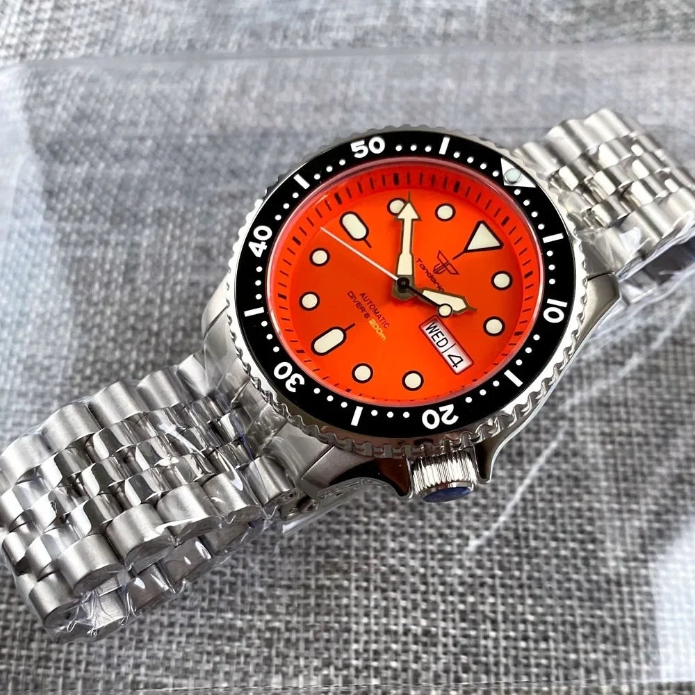 Tandorio SKX Mod S NH36 ウィークデイデイト スチール 機械式腕時計 メンズ 120クリックベゼル チャプターリング 3.8クラウン 20bar 防水時計