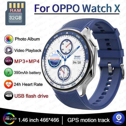 Para OPPO Watch X 2024 nuevo reloj inteligente con memoria de 32RAM para hombres 1,43 pulgadas frecuencia cardíaca Local llamada Bluetooth AMOLED 466*466 HD SmartWatch hombre