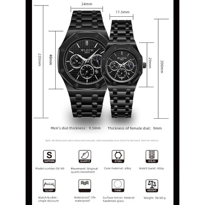 Fashion Wlisth Business Top Luxury Brand Quartz Watch Men & Lady Full Stainless Steel Waterproof Wristwatch Relogio Masculino