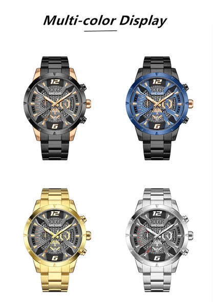 Reloj MEGIR de lujo para hombre, relojes de pulsera de cuarzo para negocios, manecillas luminosas resistentes al agua, calendario, relojes masculinos de acero inoxidable