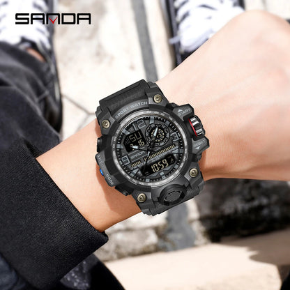 SANDA 2022 G Style New Men's Watches 50M Waterproof Shock Sports Military Quartz Watch For Male Digital Wristwatch Clock 3133