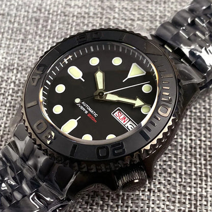 Reloj Automático Dome Sapphire Glass Diver SKX para hombre S NH36 Movt 200m Relojes impermeables pulsera de acero Jubilee reloj negro 3,8