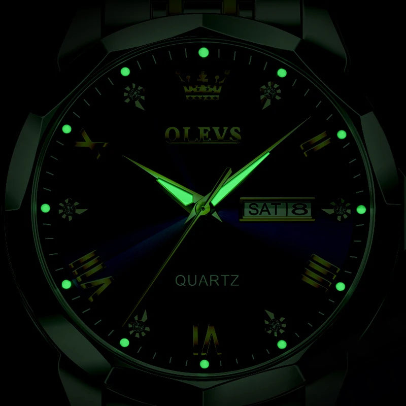 OLEVS Luxury Rhombus Glass Sport Watches for Men Waterproof Luminous Date Wristwatch Man Watch Fashion  Relogio Masculino