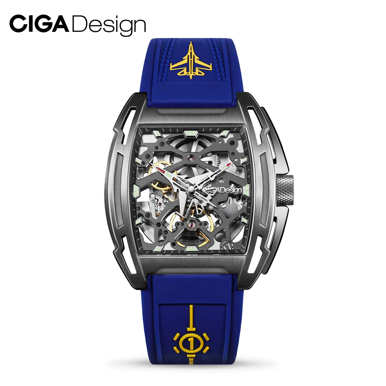 CIGA Design-reloj mecánico de titanio para hombre, Serie Z, movimiento automático, esqueleto con luz, pulsera, correa de silicona