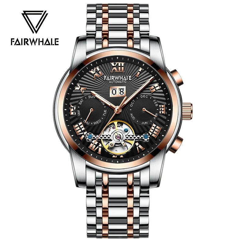 Mark Fairwhale Men Automatic Watch 42mm Luxury Watches Mechanical Wristwatch Waterproof Luminous Skeleton Month Week Date