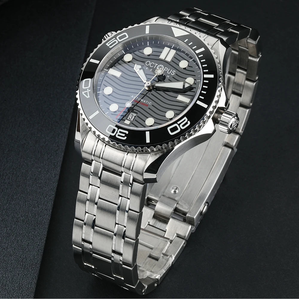 Octopus Kraken 42mm 007 Stainless Steel Men's Watch Ceramic Bezel 30Bar Waterproof Automatic Mechanical Swiss Super Luminous