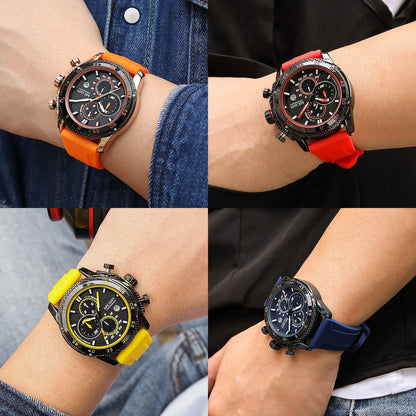 Reloj MEGIR a la moda para Hombre, Reloj de pulsera deportivo de silicona, cronógrafo de cuarzo, Esfera Grande, manecillas luminosas, Reloj con fecha para Hombre