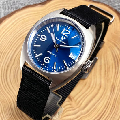 36mm Tandorio Dive Steel Mechanical Watch Men S NH35 Dome Sapphire Crystal Pionner Wristwatch Nylon Band Small Gift Clock