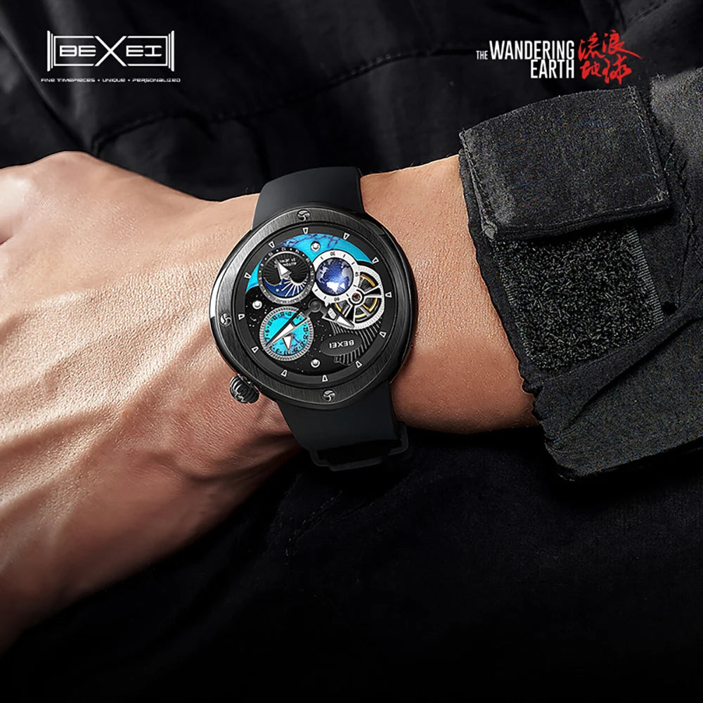 BEXEI 9161 Automatic mechanical watch for men Goose Egg Case Turquoise dial coated crystal luminous waterproof business watch.