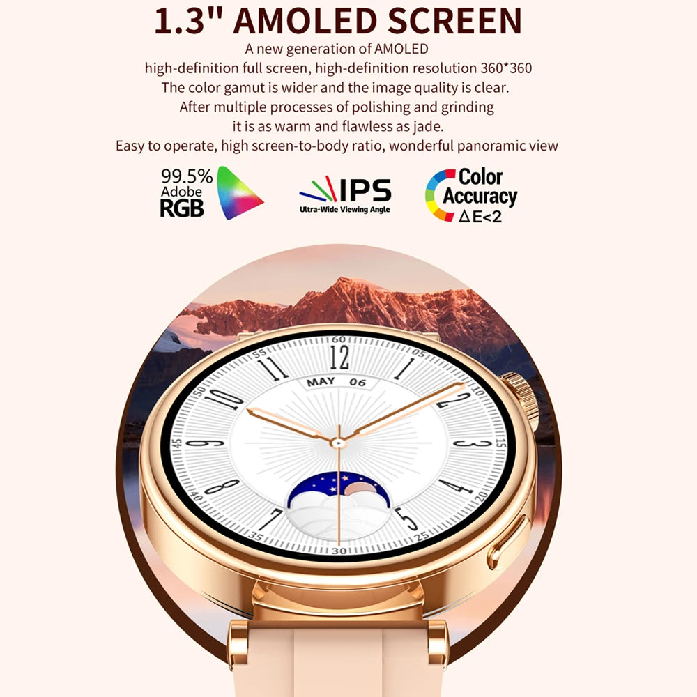 For Watch 4 Mini Fashion Women Smart Watch Health Monitoring Sports Fitness IP68 Waterproof HD Call AMOLED Smartwatch 2024 New