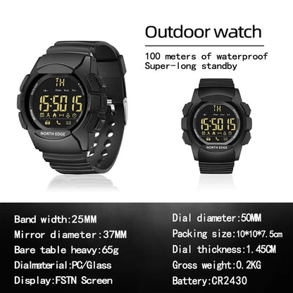 Reloj inteligente NORTH EDGE AK para Hombre resistente al agua 100M ejército LED Bluetooth recordatorio de información IOS Android Reloj deportivo Reloj para Hombre