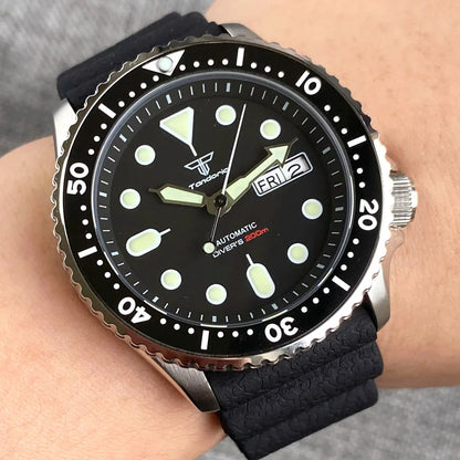 Tandorio SKX Mod S NH36 reloj mecánico de acero con fecha semanal para hombre, 120 clics, bisel, anillo de capítulo, corona 3,8, reloj resistente al agua de 20bar