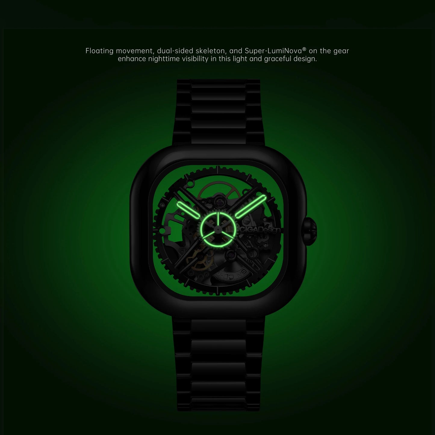 Relojes mecánicos automáticos de cerámica negra de diseño CIGA para hombres y mujeres 2024 serie de lujo Y reloj de pulsera con esqueleto de Jade oriental