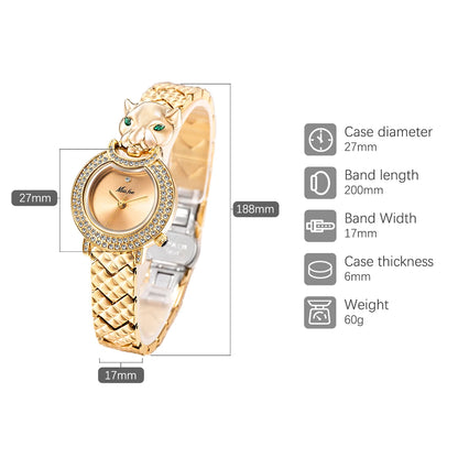 MISSFOX Watch For Women Hip Hop Diamond Bling Waterproof Ladies Quartz Reloj Unique Leopard Stainless Steel Girls Wrist Watches