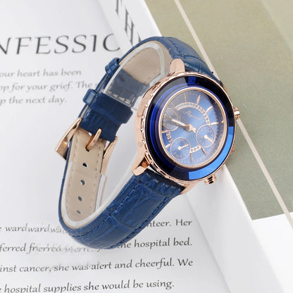 Blue Watch Women Watches Ladies Fashion Genuine Leather Women's Bracelet Watches Brand Wristwatch Female Casual Quartz Clock