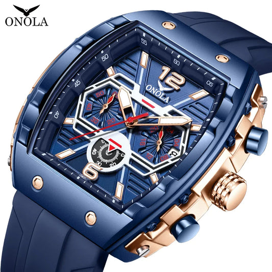 Reloj ONOLA multifuncional resistente al agua con cinta de silicona de cuarzo, relojes de lujo para hombre, diseño a la moda, superventas