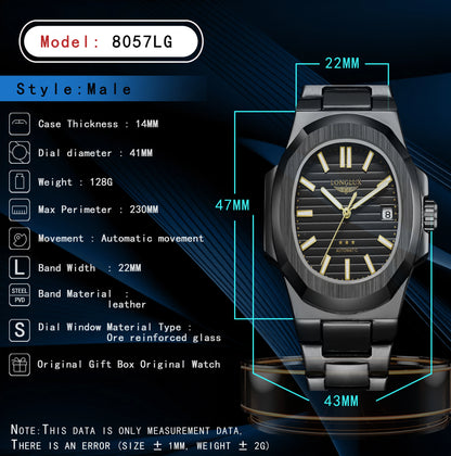 automatic watch for men men watches 2024 calendar luxury classical business stainless steel free shipping items