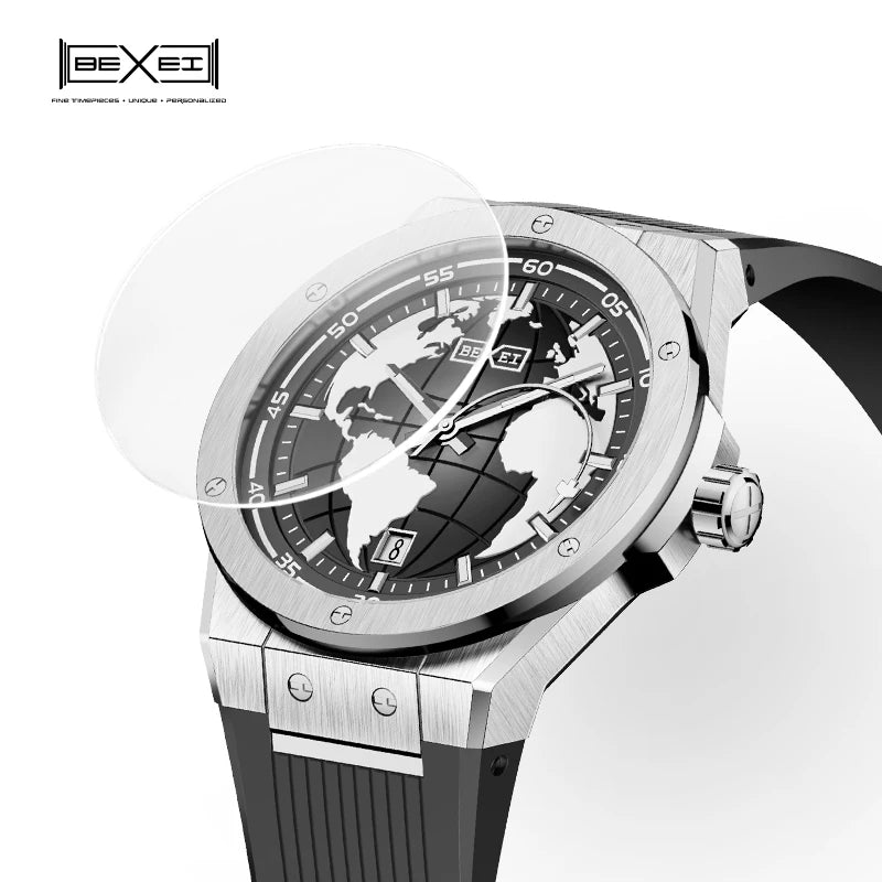 BEXEI 9136 Automatic movement watches for men synthetic sapphire mirror Luminous waterproof Aviation Themed Mechanical Watches