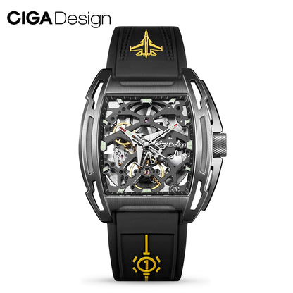 Reloj automático CIGA Design de edición limitada con esqueleto para hombre, relojes de pulsera mecánicos, caja con revestimiento de titanio IP, cristal de zafiro