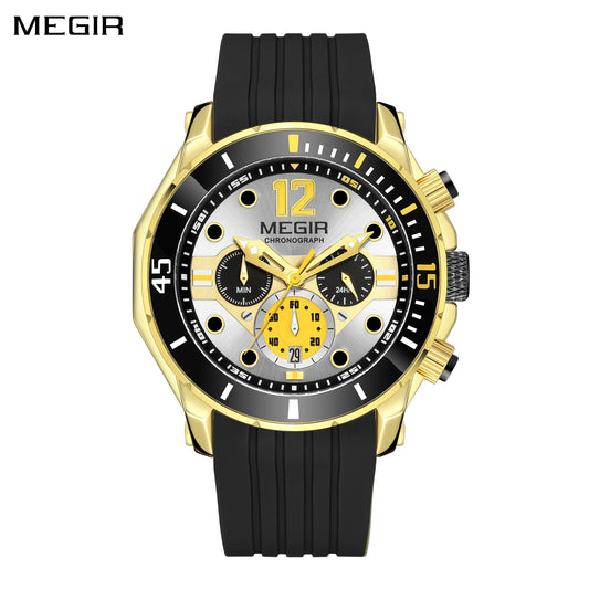 Relojes militares MEGIR de moda para hombres, cronógrafo deportivo de cuarzo de lujo, calendario resistente al agua, reloj de pulsera luminoso, regalo