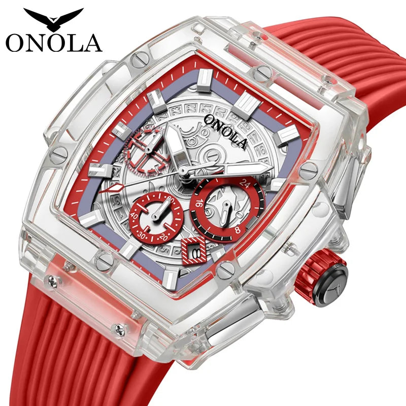 Reloj de lujo resistente al agua de plástico transparente Para Hombre y mujer, marca ONOLA Faionsh, Relojes de silicona de cuarzo Para Hombre, Relojes Para Hombre