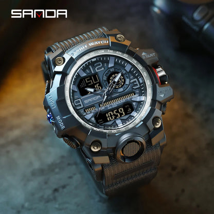 SANDA 2022 G Style New Men's Watches 50M Waterproof Shock Sports Military Quartz Watch For Male Digital Wristwatch Clock 3133