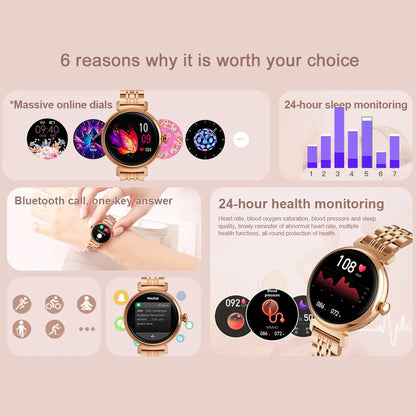 Reloj inteligente AMOLED para mujer, pulsera deportiva con esfera personalizada, 360x360 HD, pantalla pequeña de 2024 pulgadas, llamada de voz, novedad de 2024