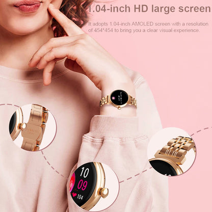 Reloj inteligente AMOLED para mujer, pulsera deportiva con esfera personalizada, 360x360 HD, pantalla pequeña de 2024 pulgadas, llamada de voz, novedad de 2024