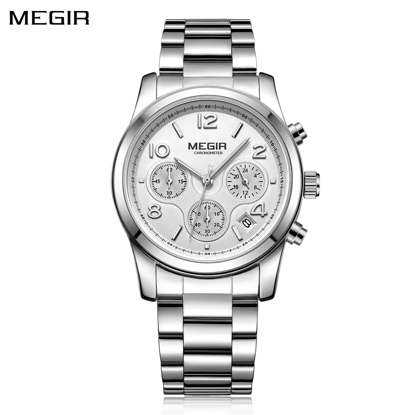 Relojes MEGIR de lujo para mujer, reloj de vestir para mujer, reloj de pulsera informal para mujer, cronógrafo de cuarzo, pulsera de acero inoxidable, reloj para mujer