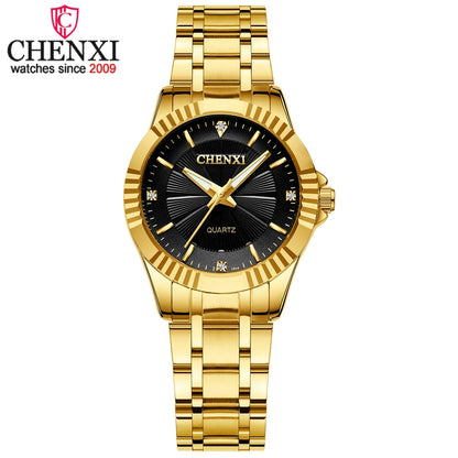 CHENXI, marca superior, reloj dorado de lujo para mujer, reloj analógico de cuarzo para mujer, reloj de pulsera con correa de acero dorado resistente al agua para mujer