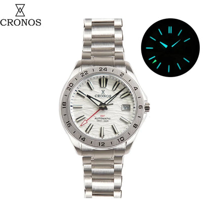 Cronos 新品 39mm デザートテクスチャ 高級メンズ腕時計 NH34 GMT 自動巻き 機械式 ビジネス ドレス サファイア 100M BGW-9 夜光 L6029