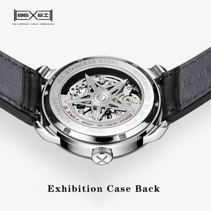 BEXEI 9109 luminous 316L stainless steel automatic Mechanical watch Fashion Business waterproof synthetic sapphire watch for men