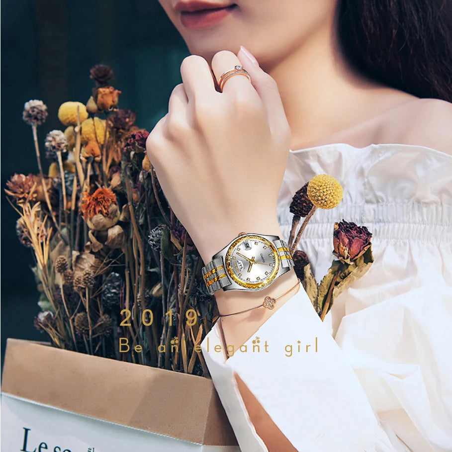 2023 CHENXI New Gold Watches Women Dress Watch Fashion Ladies Rhinestone Quartz Watches Female WristWatch Clock Relogio Feminin