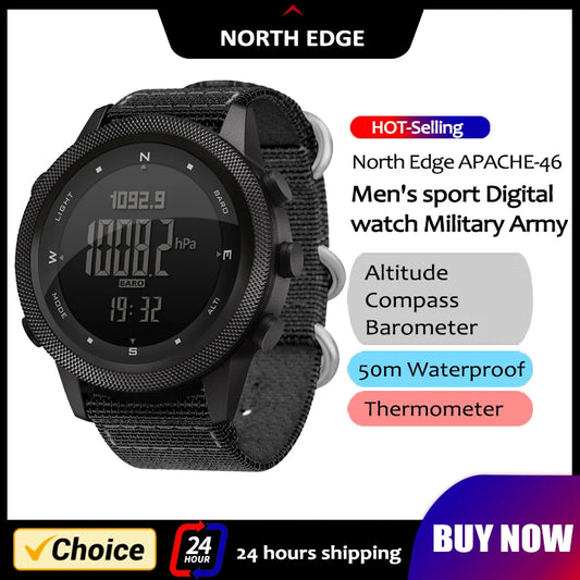 Reloj inteligente NORTH EDGE para hombre, altímetro, barómetro, termómetro, brújula, reloj Digital militar, reloj inteligente para exteriores, resistente al agua hasta 50m