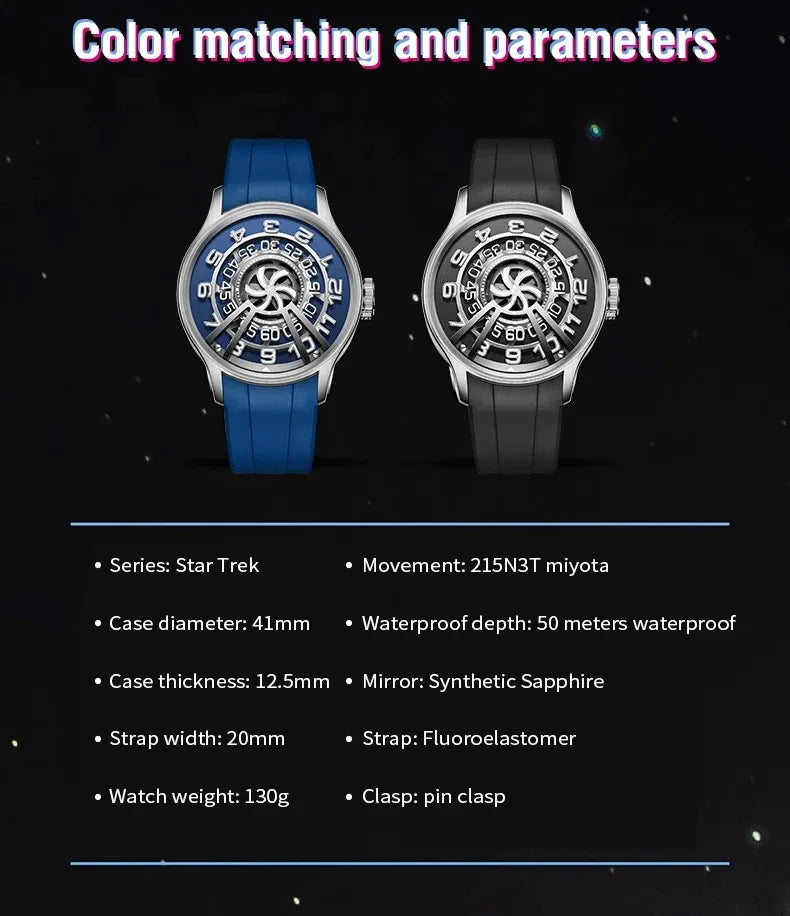 Reloj Automático OBLVLO para hombre, reloj de pulsera mecánico de lujo de 41MM, reloj de pulsera luminoso a la moda hasta 50M, esfera de concepto único de zafiro resistente al agua