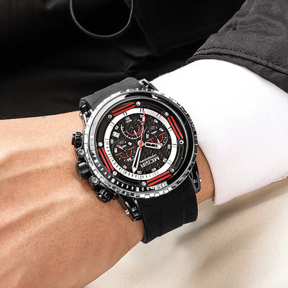 Relojes deportivos MEGIR de lujo para hombre, correa de silicona, reloj cronógrafo militar de cuarzo resistente al agua, relojes de pulsera para hombre con fecha automática