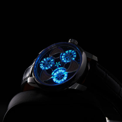 OBLVLO, reloj mecánico automático creativo de acero para hombres, cristal de zafiro superluminoso, resistente al agua, relojes para hombres de 50M