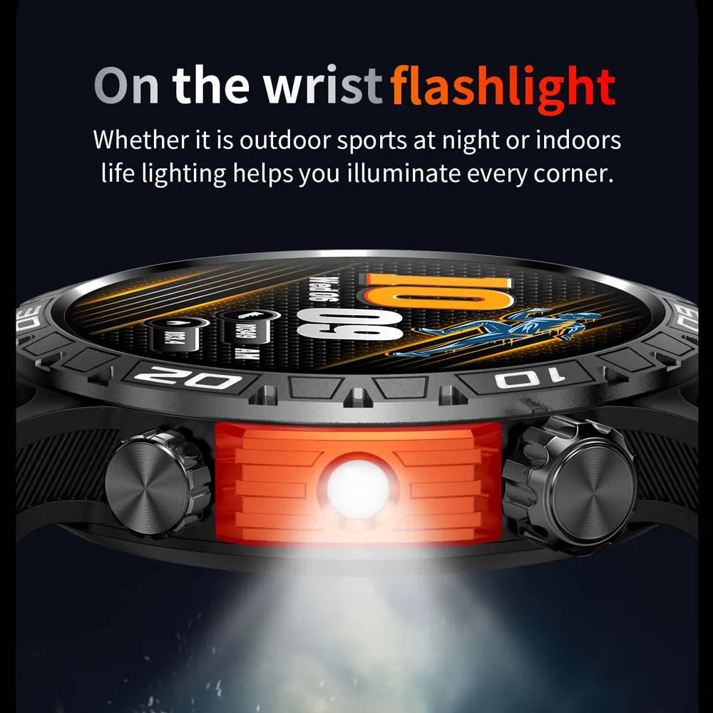 Nuevo reloj inteligente deportivo para hombres con iluminación LED rastreador de salud brújula Ultra Larga modo de reposo Bluetooth llamada SmartWatch para Android IOS