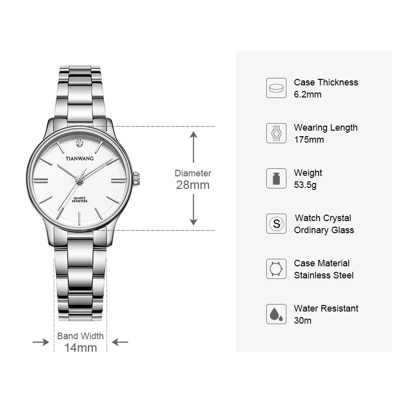 TIAN WANG Women's Watches Quartz Watch For Women Wrist Stainless Steel Ladies Watches Modern Simple Lady Watch Wrist Watch Clock