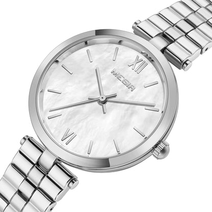 MEGIR Luxury Silver Women Bracelet Watches Fashion Female Stainless Steel Casual Ladies Quartz Wristwatch Gift Montre Femmes