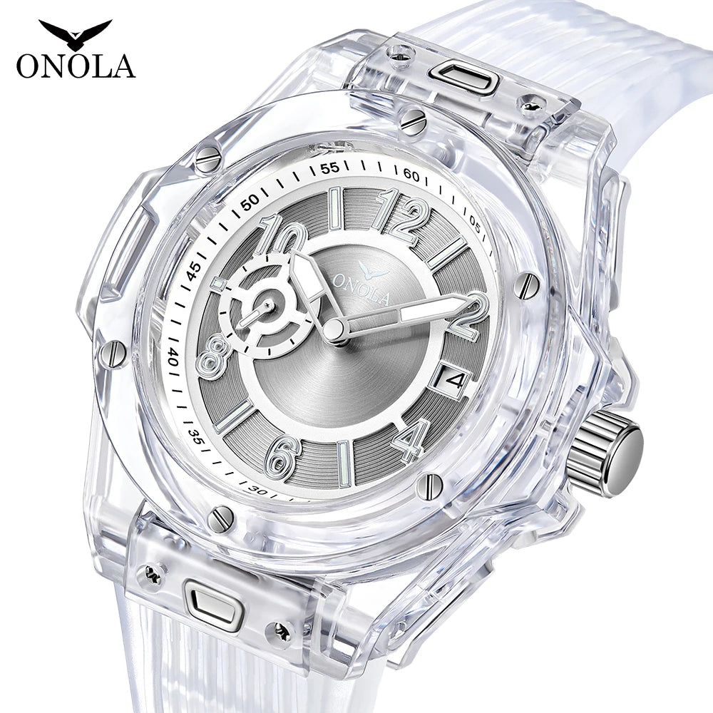 ONOLA Reloj para Hombre Reloj de Cuarzo Avanzado de Moda Deportiva Impermeable de Silicona de Lujo para Hombre