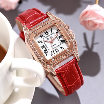 Reloj cuadrado de lujo para mujer, elegante reloj de pulsera de cuarzo con diamantes para mujer, reloj de pulsera informal de negocios, regalo para mujer