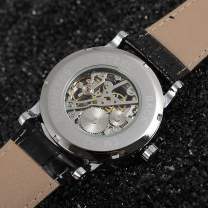 Fashion Winner Top Brand Hollow Roman Handwinder Mechanical Man Student Leather Simple Modelled After An Antique Wrist Watches